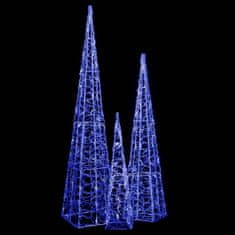 Vidaxl Sada akrylových LED svetelných kužeľov modré 60/90/120cm