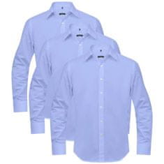 Vidaxl Pánska business košeľa, 3 ks, veľkosť XL, bledomodrá