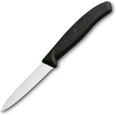 Victorinox Univerzálny kuchynský nôž 8cm zúbkovaný - čierny (6.7633)