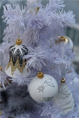 Decor By Glassor Vianočný zvonček biely, čierno-zlatý dekor (Veľkosť: 8)