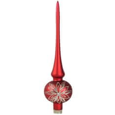 Decor By Glassor Špic jednoguľový červený, platinový kvet