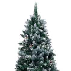 Vidaxl Umelý vianočný stromček LED, borovicové šišky, biely sneh 210cm