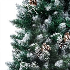 Vidaxl Zasnežený umelý vianočný stromček s LED a borovicovými šiškami 240 cm