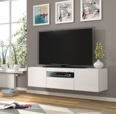 Homlando TV skrinka AURA 150 cm univerzálna, závesná alebo stojaca biely lesk