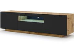 Homlando TV skrinka AURA 150 cm univerzálna, závesná alebo stojaca s LED osvetlením dub artisan / čierny mat