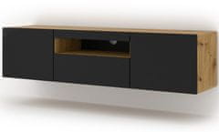 Homlando TV skrinka AURA 150 cm univerzálna, závesná alebo stojaca dub artisan / čierny mat