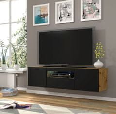 Homlando TV skrinka AURA 150 cm univerzálna, závesná alebo stojaca dub artisan / čierny mat