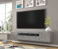 Homlando TV skrinka AURA 200 cm univerzálna, závesná alebo stojaca s LED osvetlením betón
