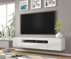 Homlando TV skrinka AURA 200 cm univerzálna, závesná alebo stojaca biely lesk