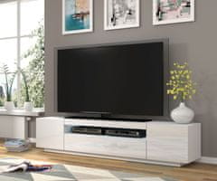 Homlando TV skrinka AURA 200 cm univerzálna, závesná alebo stojaca s LED osvetlením biely lesk