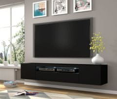 Homlando TV skrinka AURA 200 cm univerzálna, závesná alebo stojaca čierny mat