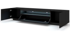 Homlando TV skrinka AURA 200 cm univerzálna, závesná alebo stojaca s LED osvetlením čierny mat