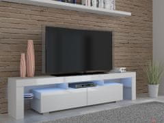 Homlando TV skrinka 190 cm s LED osvetlením biely mat / biely lesk