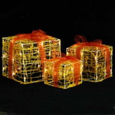 Greatstore Dekoratívne akrylové darčekové krabičky 3 ks teplé biele