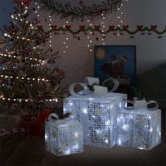 shumee Dekoratívne vianočné darčekové krabičky 3 ks strieborné exteriér aj interiér