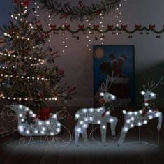 Vidaxl Vianočná vonkajšia dekorácia sobi a sane 60 LED strieborná