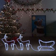 shumee Vianočná vonkajšia dekorácia so sobom a saňami 576 LED diód