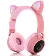 CA-028 bezdrôtové slúchadlá s mačacími ušami, ružové