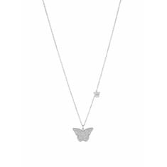 Liu.Jo Pôvabný oceľový náhrdelník s motýlikmi Brilliant LJ1638