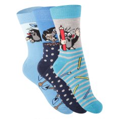 Fuski - Boma 3PACK detské ponožky modré (Krtko-Mix 2) - veľkosť 20/24