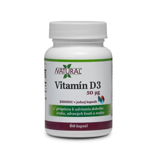 Natural Vitamín D3 - Cholecalciferol - 2000 IU - 60 kapsúl