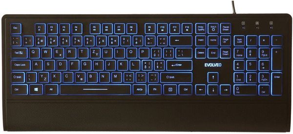Evolveo LK652 nízkoprofilová klasická klávesnica modré podsvietenie