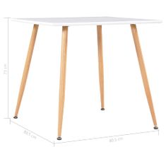 Vidaxl Jedálenský stôl, bielo dubový 80,5x80,5x73 cm, MDF