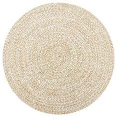 Vidaxl Ručne vyrobený jutový koberec biely a prírodný 120 cm