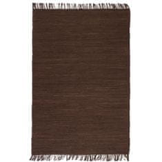 Vidaxl Ručne tkaný koberec Chindi, bavlna 80x160 cm, hnedý