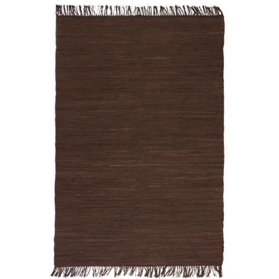 Vidaxl Ručne tkaný koberec Chindi, bavlna 80x160 cm, hnedý