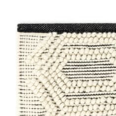 Vidaxl Ručne tkaný koberec, vlna 80x150 cm, biely/čierny