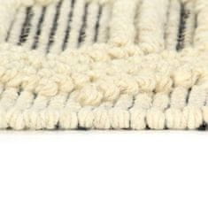 Vidaxl Ručne tkaný koberec, vlna 120x170 cm, biely/čierny