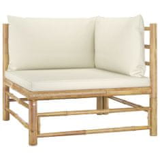 Petromila vidaXL 8-dielna záhradná sedacia súprava, krémové podložky, bambus