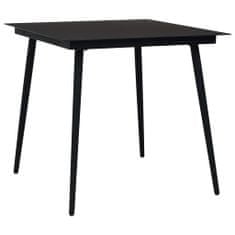 Petromila vidaXL Záhradný jedálenský stôl čierny 80x80x74 cm oceľ a sklo