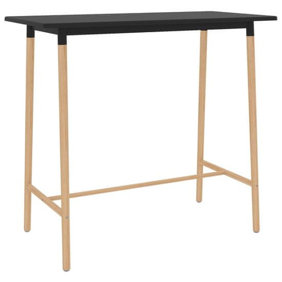 Vidaxl Barový stôl čierny 120x60x105 cm MDF a masívne bukové drevo
