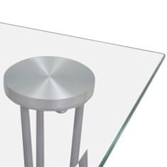 Vidaxl Kuchynský set, 4 čierne stoličky s úzkymi líniami + 1 sklenený stôl