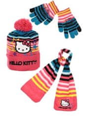 Sun City Dievčenská sada čiapky, prstové rukavice a šál Hello Kitty veľkosť 52