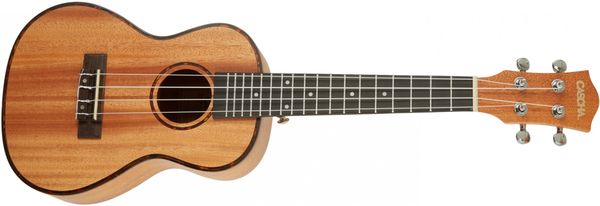 krásne koncertné ukulele Cascha HH 2035 Concert Mahogany Ukulele Set matná povrchová úprava 18 pražcov plnohodnotný zvuk zhotovené z mahagónového dreva bohatá výbava krásne aj ako darček