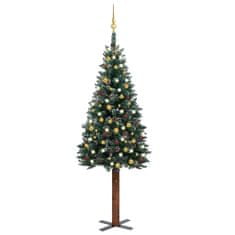 Vidaxl Úzky vianočný stromček s LED a sadou gulí zelený 180 cm