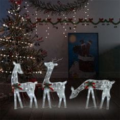 shumee Vianočná sobia rodinka 270x7x90 cm strieborná studené biele svetlo sieťovina