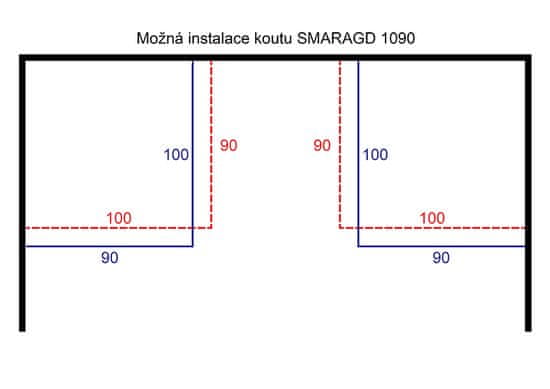 eoshop Sprchový kút obdĺžnikový SMARAGD 100 x 90 x 195 cm číre sklo