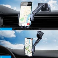 Joyroom Wireless Dashboard držiak na mobil do auta, Qi nabíjačka 15W, čierny