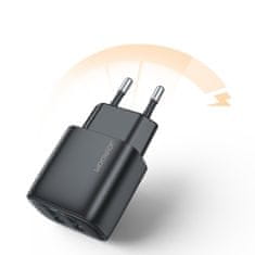 Joyroom Mini Fast Charger sieťová nabíjačka 2x USB 2.4A 12W, čierna