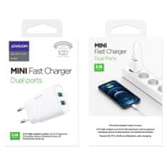 Joyroom Mini Fast Charger sieťová nabíjačka 2x USB 2.1A 10.5W, biela