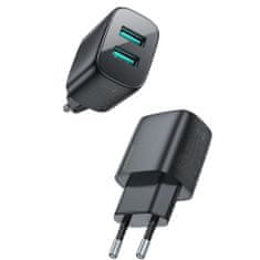 Joyroom Mini Fast Charger sieťová nabíjačka 2x USB 2.4A 12W, čierna