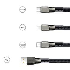 Joyroom 3in1 kábel USB - Lightning / Lightning / USB-C 3.5A 1.3m, červený