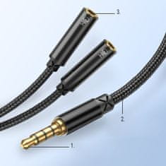 Joyroom Splitter audio kábel 3.5mm mini jack / 2x 3.5mm mini jack M/F, čierny