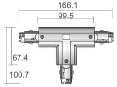 Light Impressions Deko-Light koľajnicový systém 3-fázový 230V D Line T-spojka pravej-pravej-ľavej 220-240V AC / 50-60Hz RAL 7040 166 710031