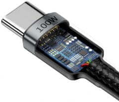 BASEUS Dátový kábel Cafule USB-C PD2.0 100W 2m 20V 5A sivo-čierny