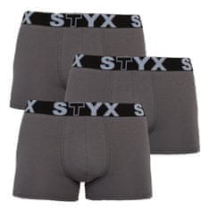Styx 3PACK pánske boxerky športová guma nadrozmer tmavo sivé (R10636363) - veľkosť XXXL